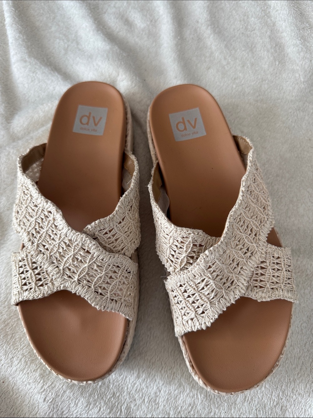 DV by Dolce Vita Cream Crochet Slide Sandals